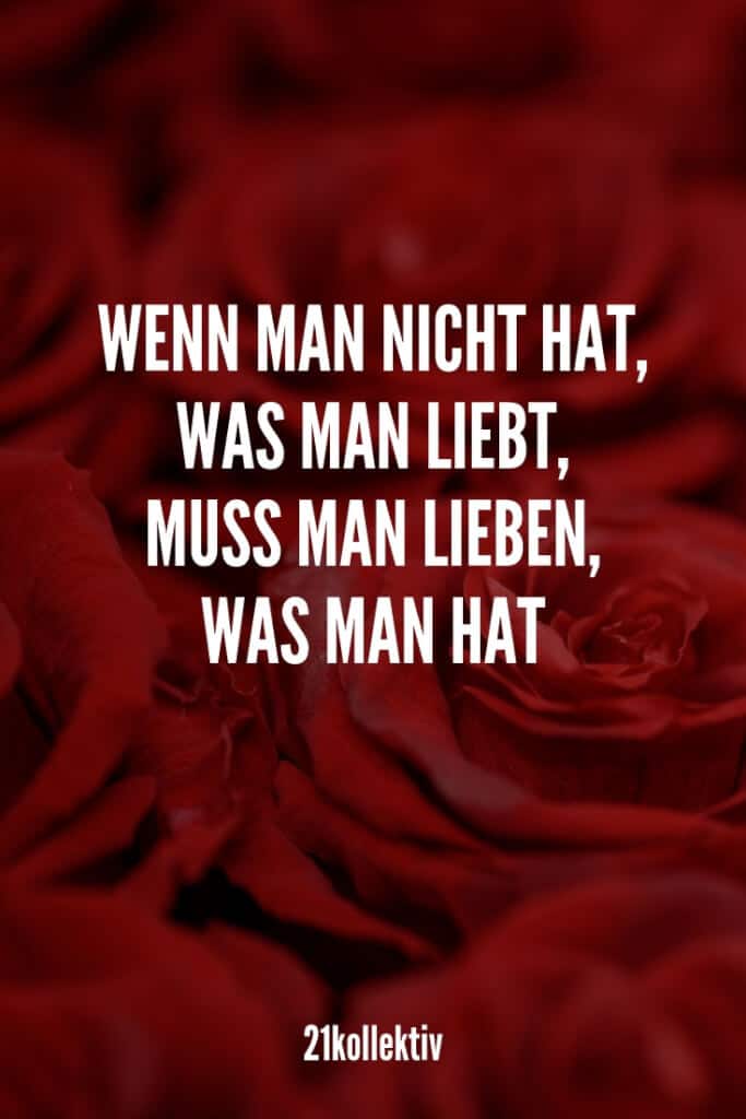 Wenn man nicht hat, was man liebt, muss man lieben, was man hat. | 21kollektiv | #zitat #liebe