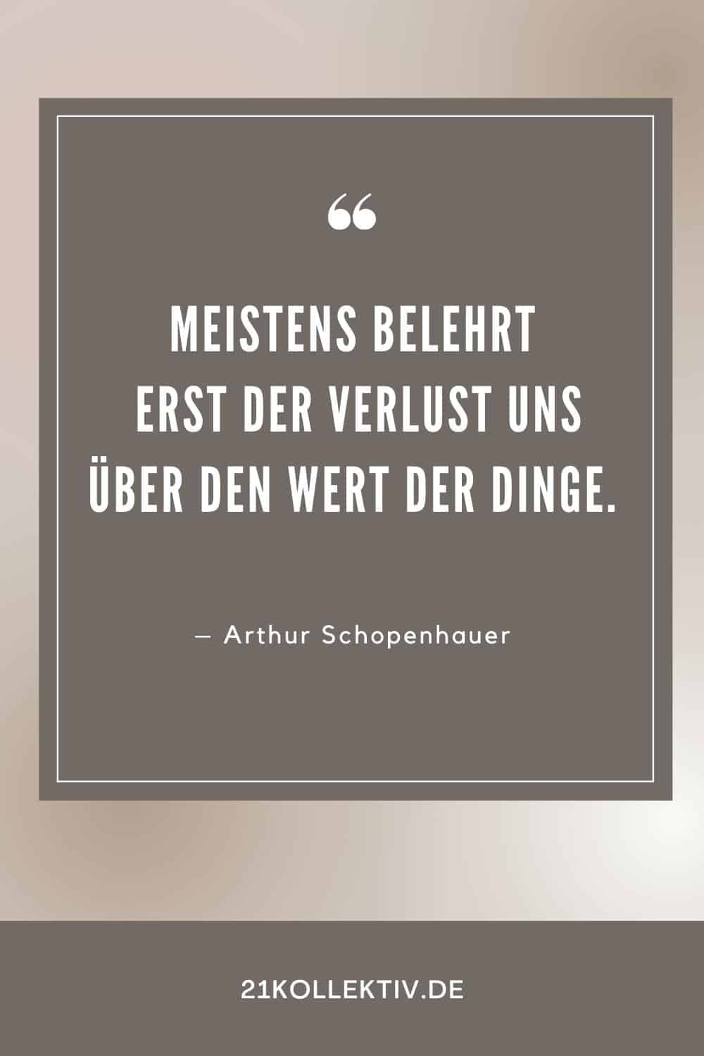 „Meistens belehrt erst der Verlust uns über den Wert der Dinge.“ – Arthur Schopenhauer