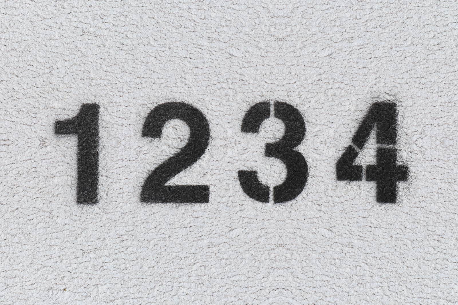 Nummer 1234 auf grauem Hintergrund