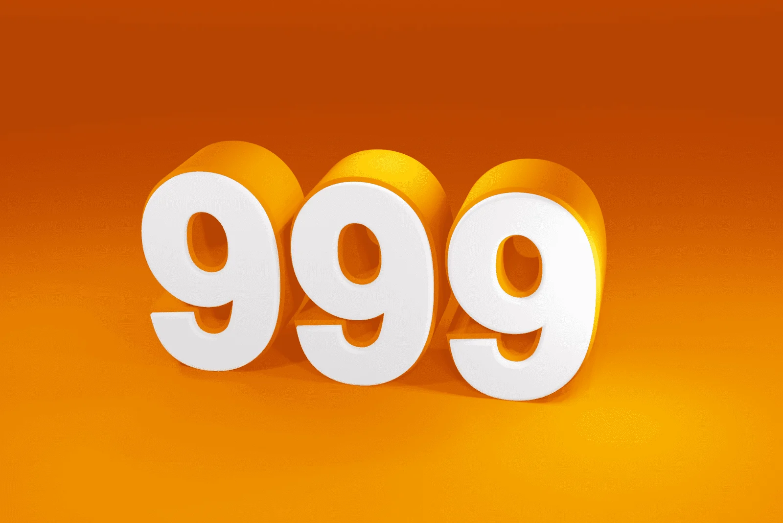 Nummer 999 auf einem orangefarbenen Hintergrund