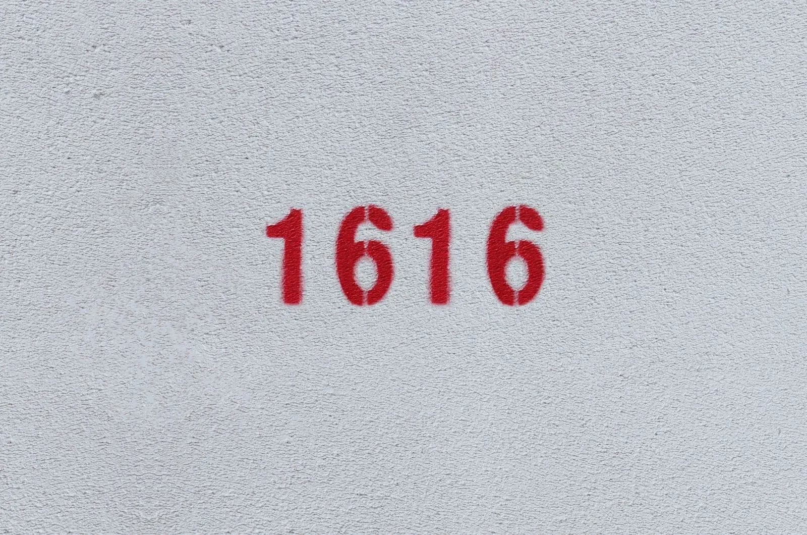 rote Zahl 1616 auf grauem Hintergrund
