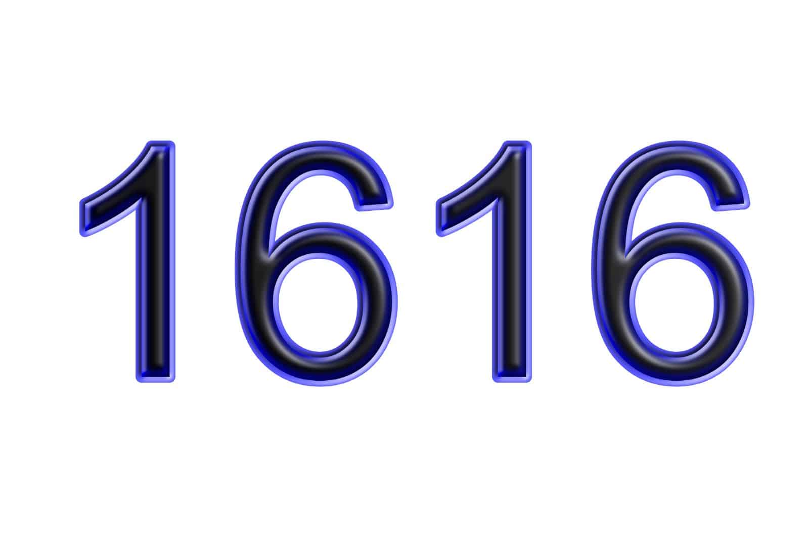 blaue Zahl 1616 auf weißem Hintergrund